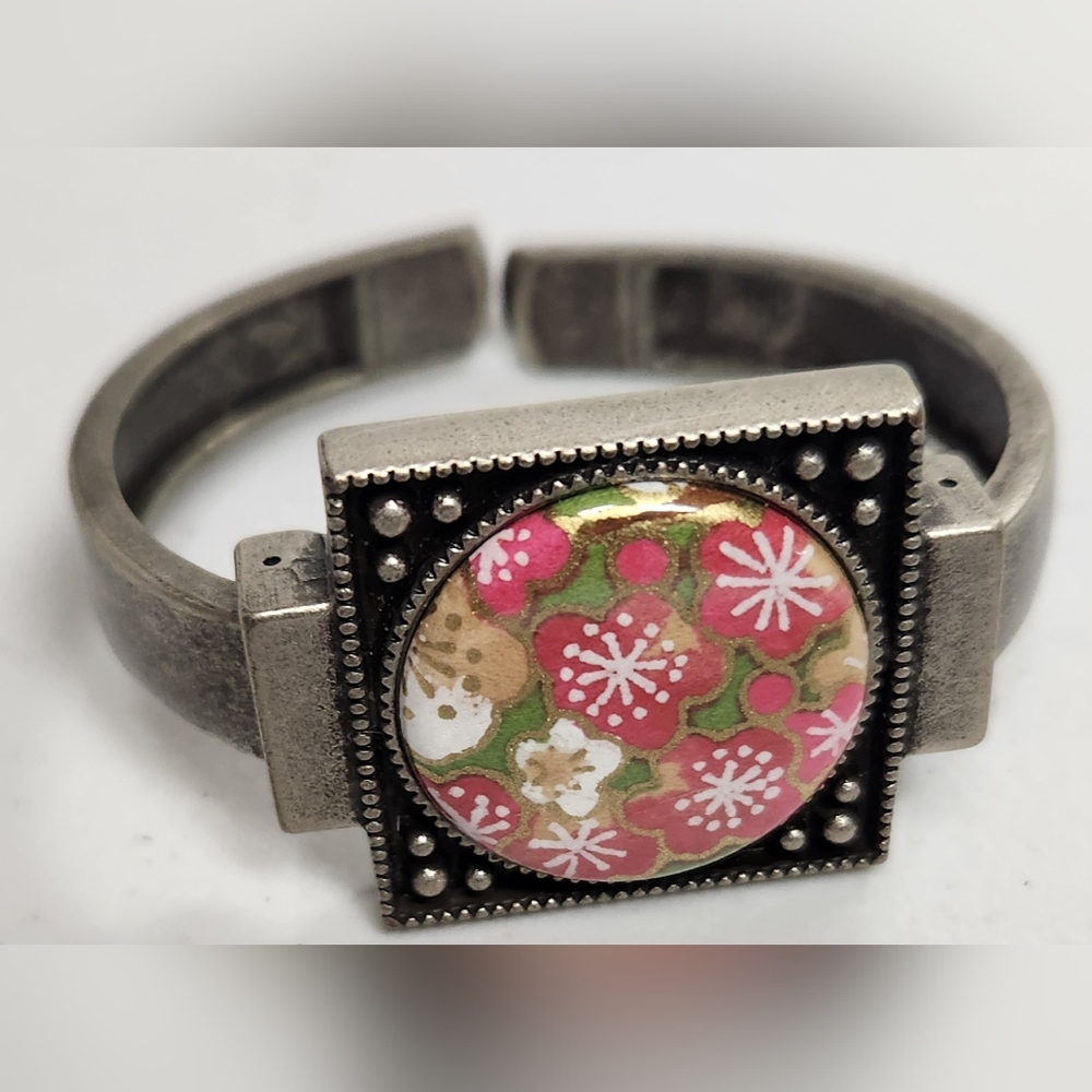 Floral Square Silver Bracelet
